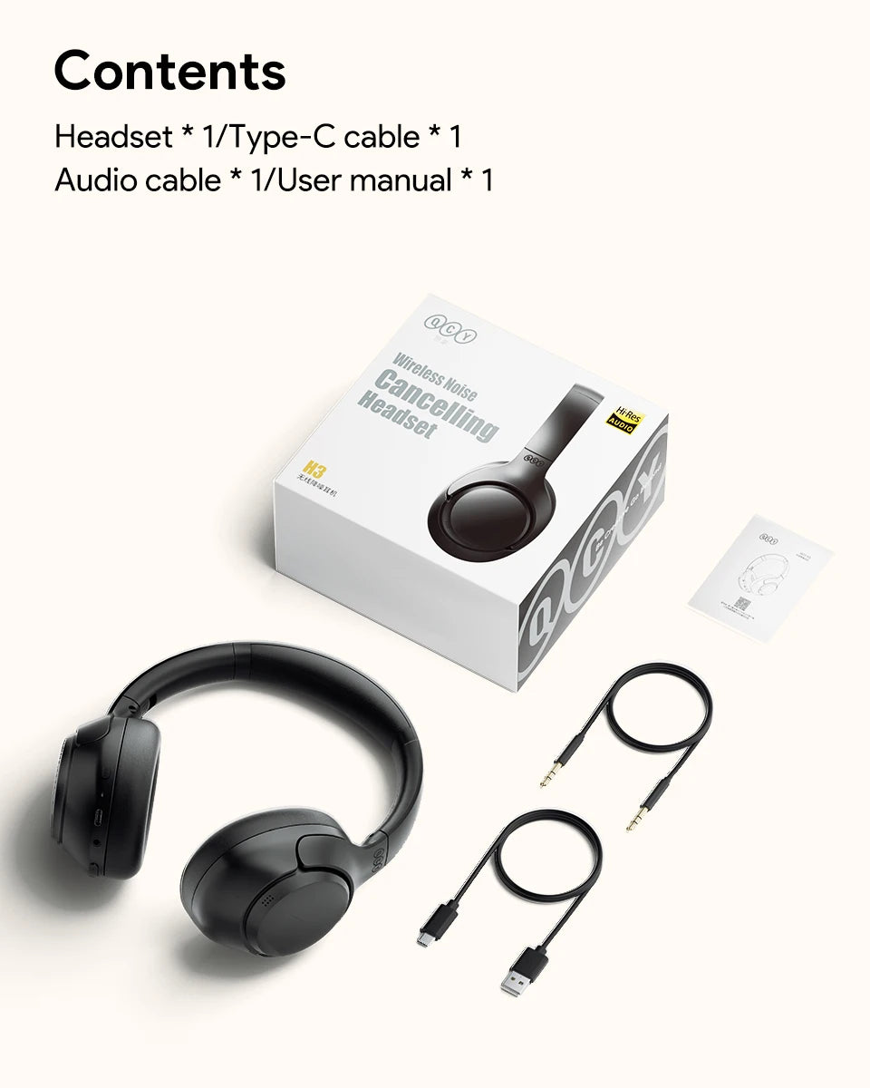 Wireless Headphones Bluetooth 5.4 Hi-Res Audio Over Ear Headset 43dB Hybrid Active Noise Cancellation Earphones 60H