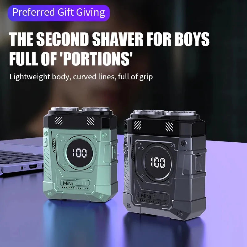 Mecha Punk Electric Shaver - Magnetic Double Blade LCD Rechargeable Beard Trimmer for Men