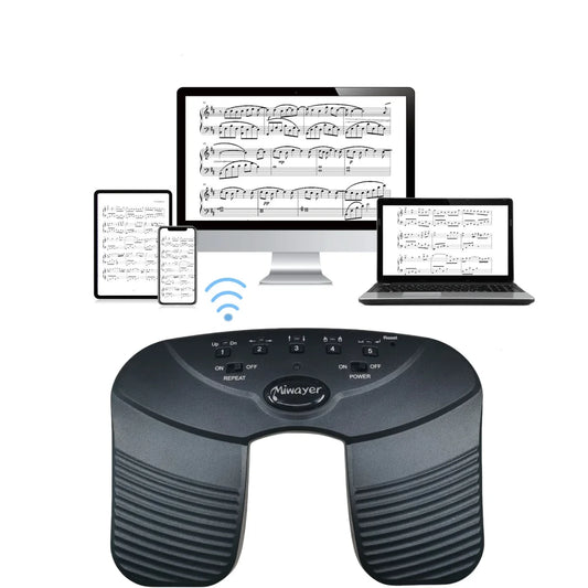 Miwayer Bluetooth Wireless Page Turner Pedal Silent Rechargeable Music Page Turner with Anti-Slip Rubber for IPad,Tablets,Phone