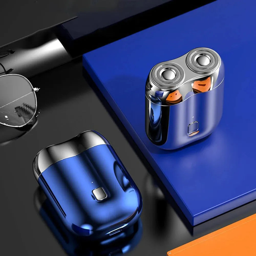 Portable Mini Magnetic Electric Shaver - Double Head USB Rechargeable Travel Razor for Men
