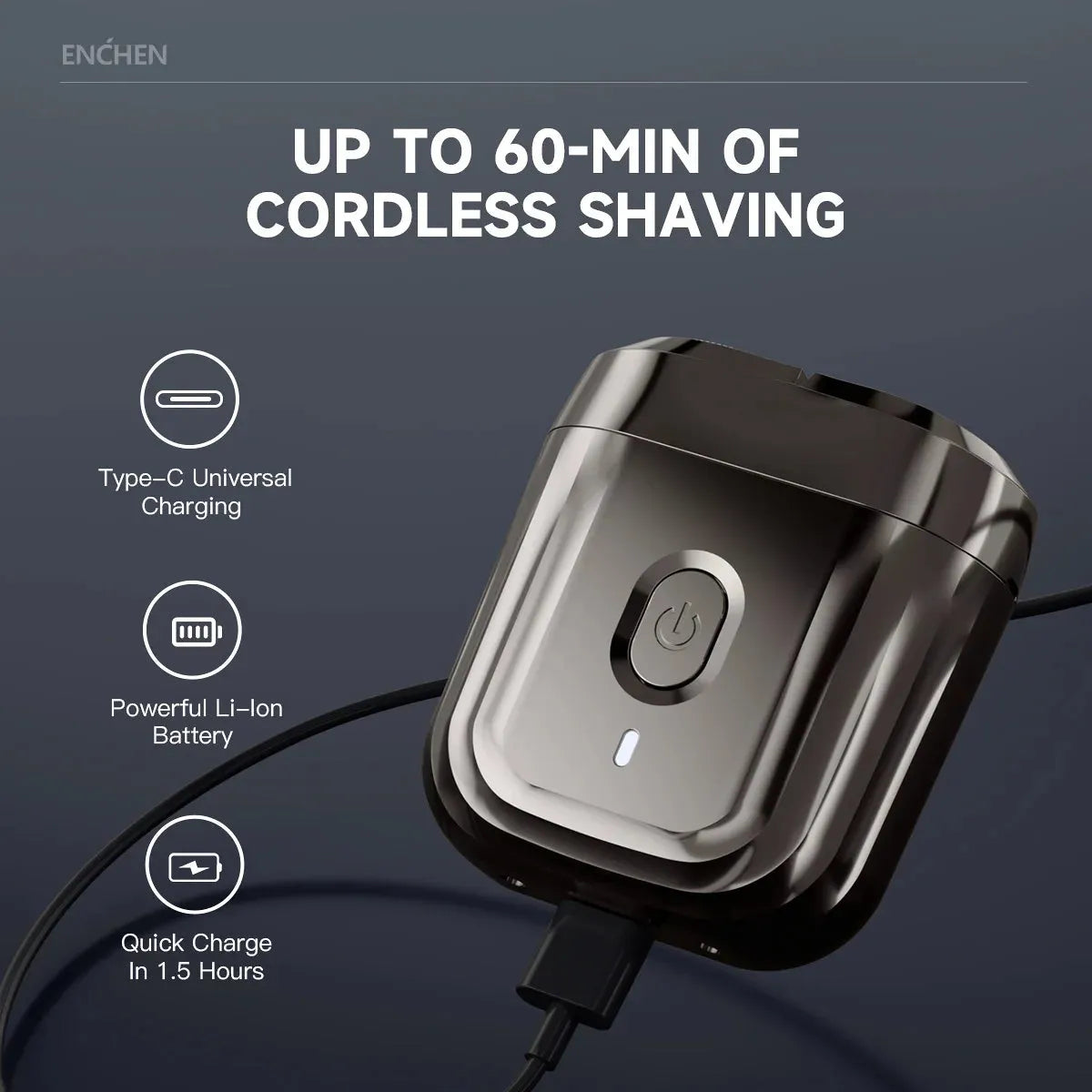 ENCHEN Mini6 Waterproof Electric Shaver - 2-Direction Flex Heads 60-Min Cordless Razor