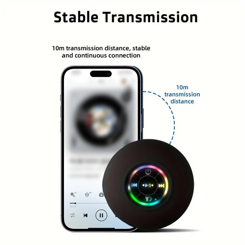 Noellie AquaGlow – LED Waterproof Bluetooth Speaker | Suction Cup | Shower & Outdoor