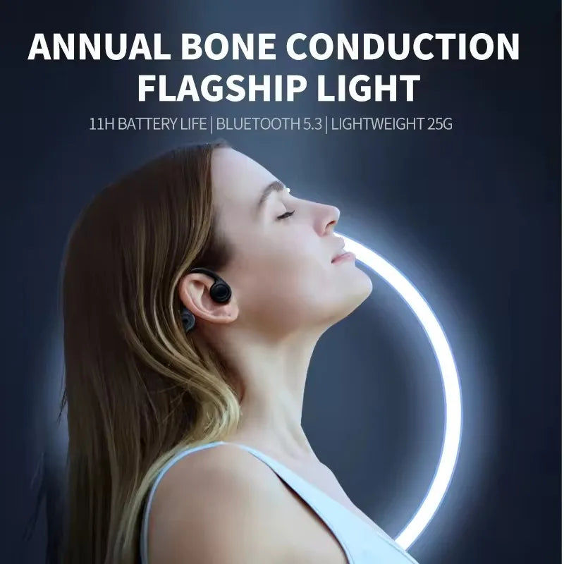 Bone Conduction Headphones - Open-Ear Wireless Bluetooth Sport Headset with Mic