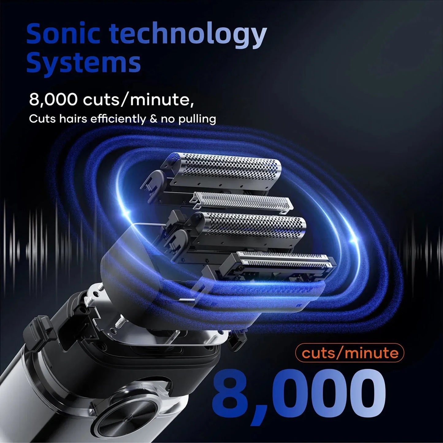 KENSEN S26 4D Floating Blade Electric Shaver - 8000RPM Waterproof Foil Razor for Men