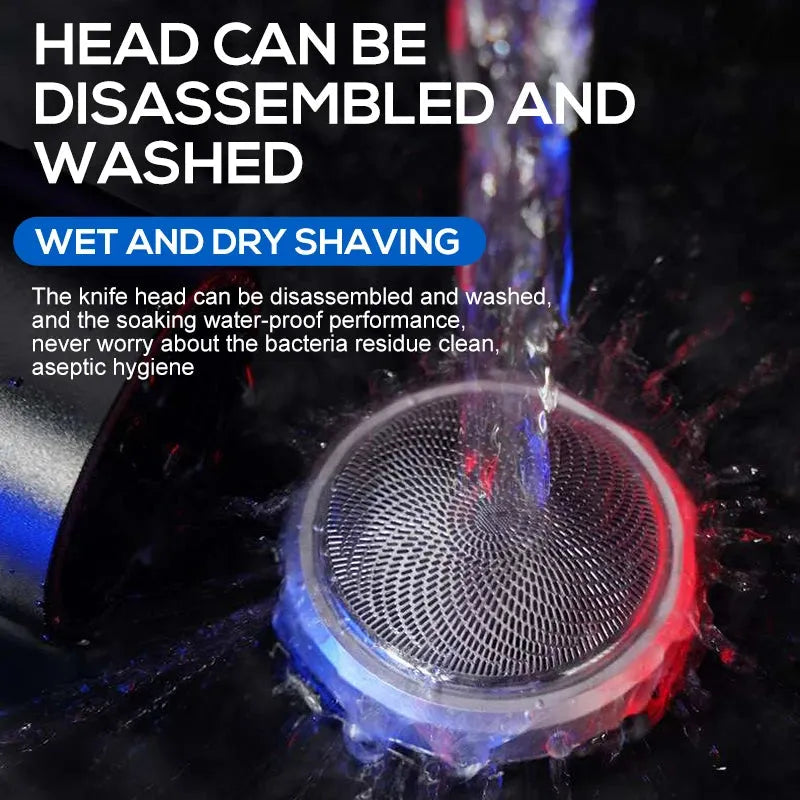 Men's LED Electric Shaver - Easy Clean Rechargeable Razor with Power Display