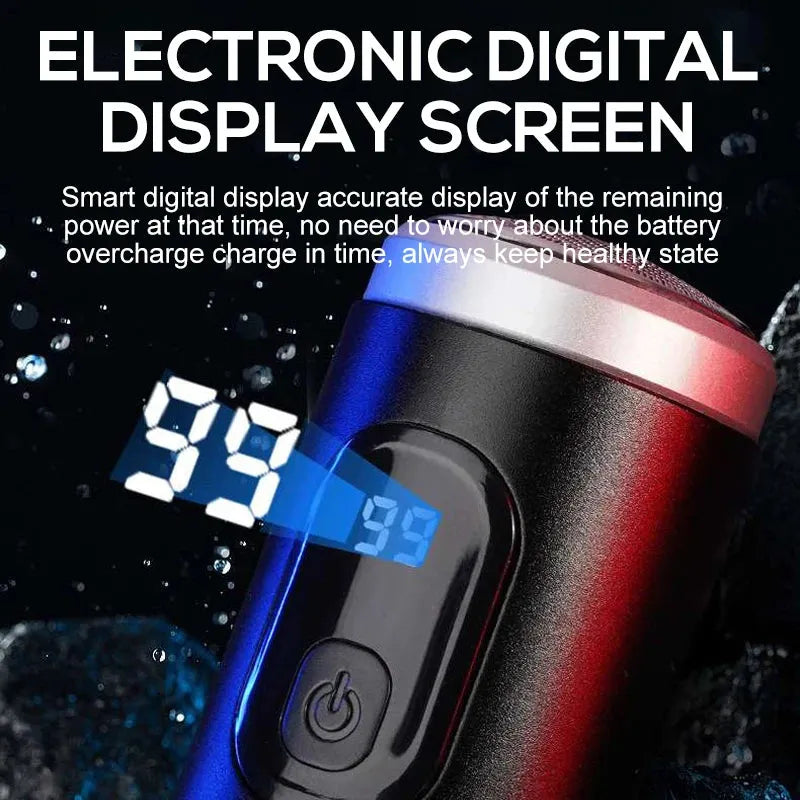 Men's LED Electric Shaver - Easy Clean Rechargeable Razor with Power Display