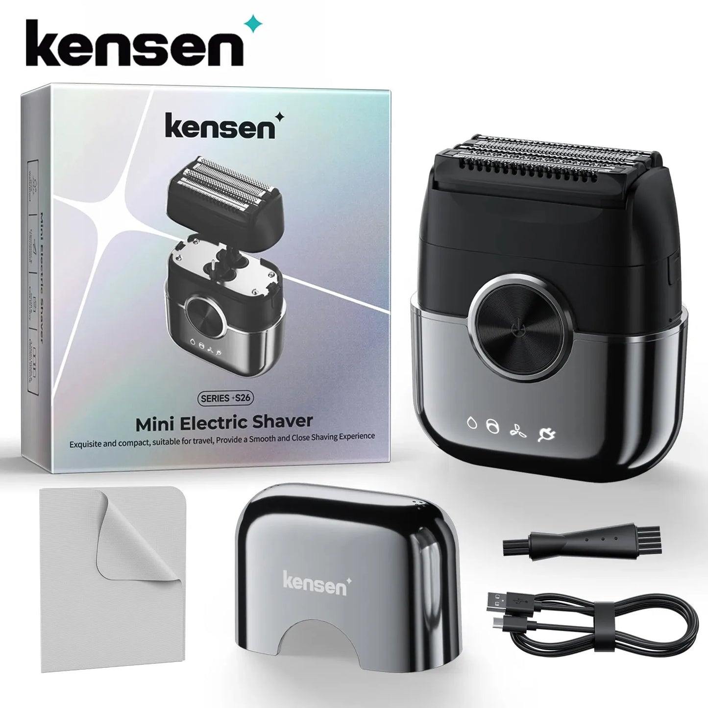 KENSEN S26 4D Floating Blade Electric Shaver - 8000RPM Waterproof Foil Razor for Men