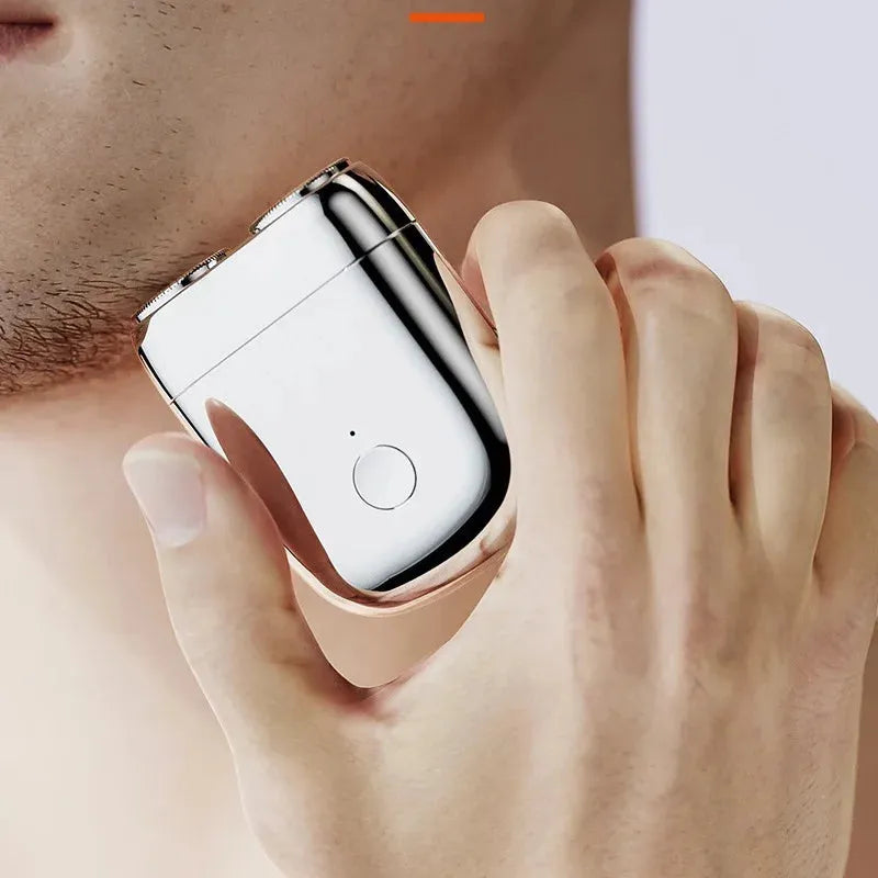 Portable Mini Magnetic Electric Shaver - Double Head USB Rechargeable Travel Razor for Men