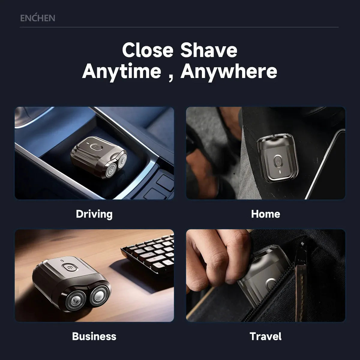 ENCHEN Mini6 Waterproof Electric Shaver - 2-Direction Flex Heads 60-Min Cordless Razor