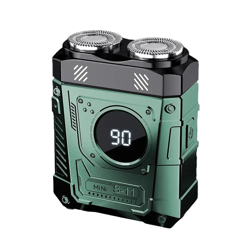 Mecha Punk Electric Shaver - Magnetic Double Blade LCD Rechargeable Beard Trimmer for Men
