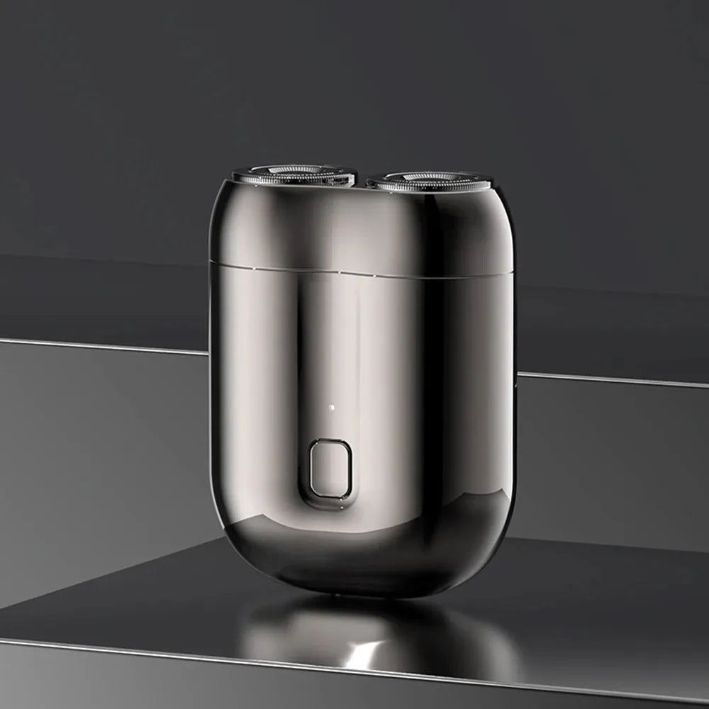 Portable Mini Magnetic Electric Shaver - Double Head USB Rechargeable Travel Razor for Men