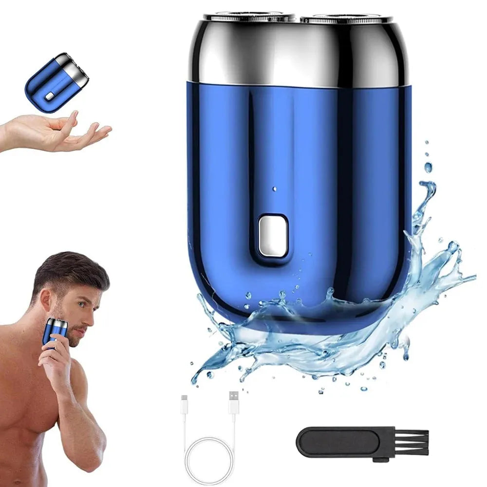 Portable Mini Magnetic Electric Shaver - Double Head USB Rechargeable Travel Razor for Men