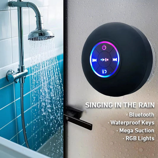 Noellie AquaGlow – LED Waterproof Bluetooth Speaker | Suction Cup | Shower & Outdoor
