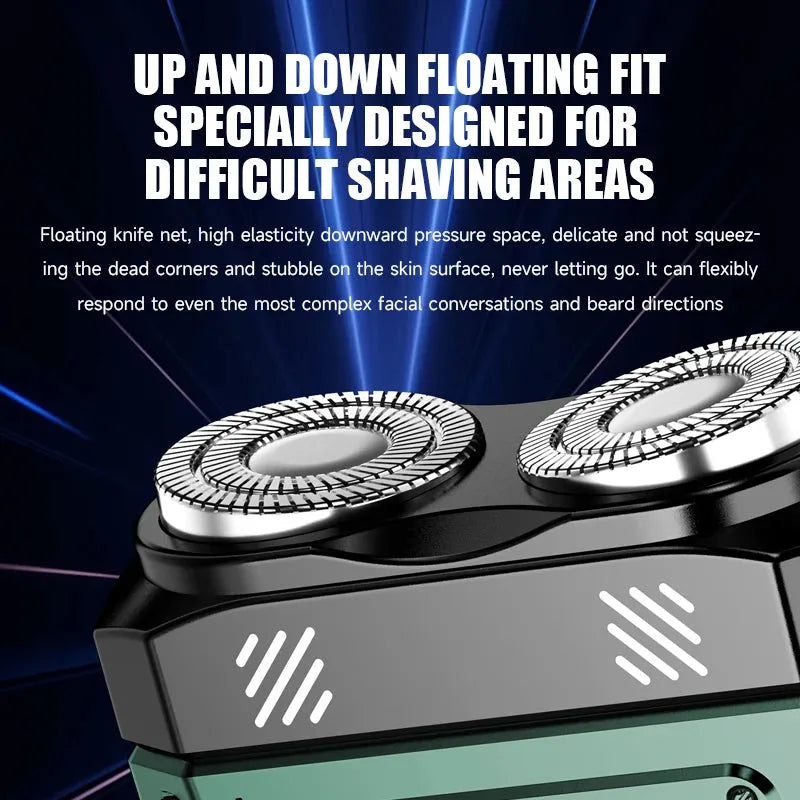 Mecha Punk Electric Shaver - Magnetic Double Blade LCD Rechargeable Beard Trimmer for Men