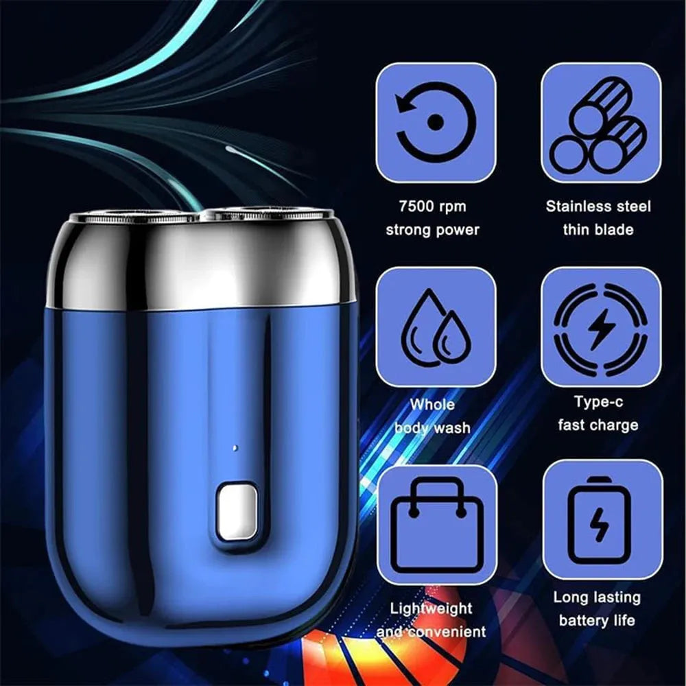 Portable Mini Magnetic Electric Shaver - Double Head USB Rechargeable Travel Razor for Men