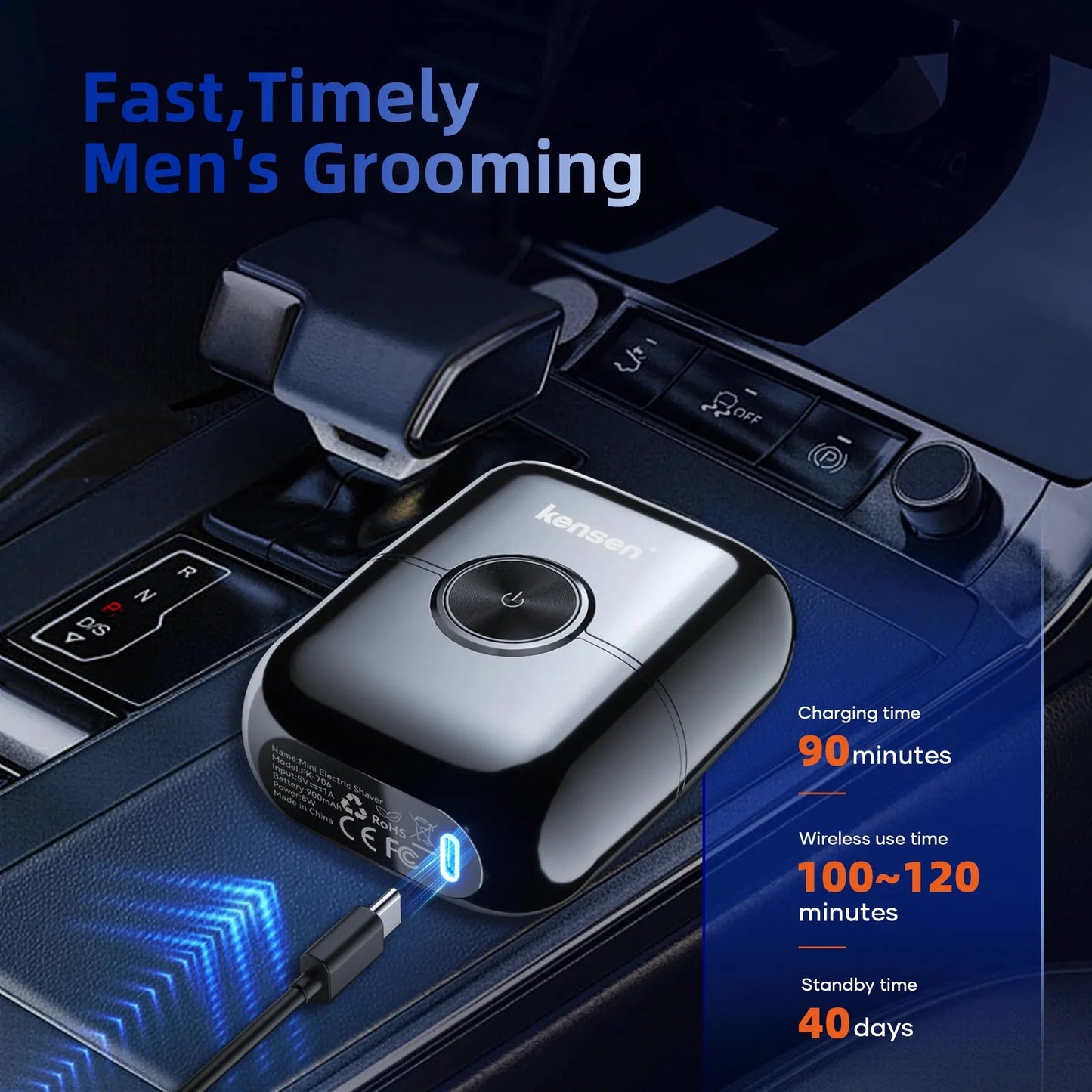 KENSEN S26 4D Floating Blade Electric Shaver - 8000RPM Waterproof Foil Razor for Men