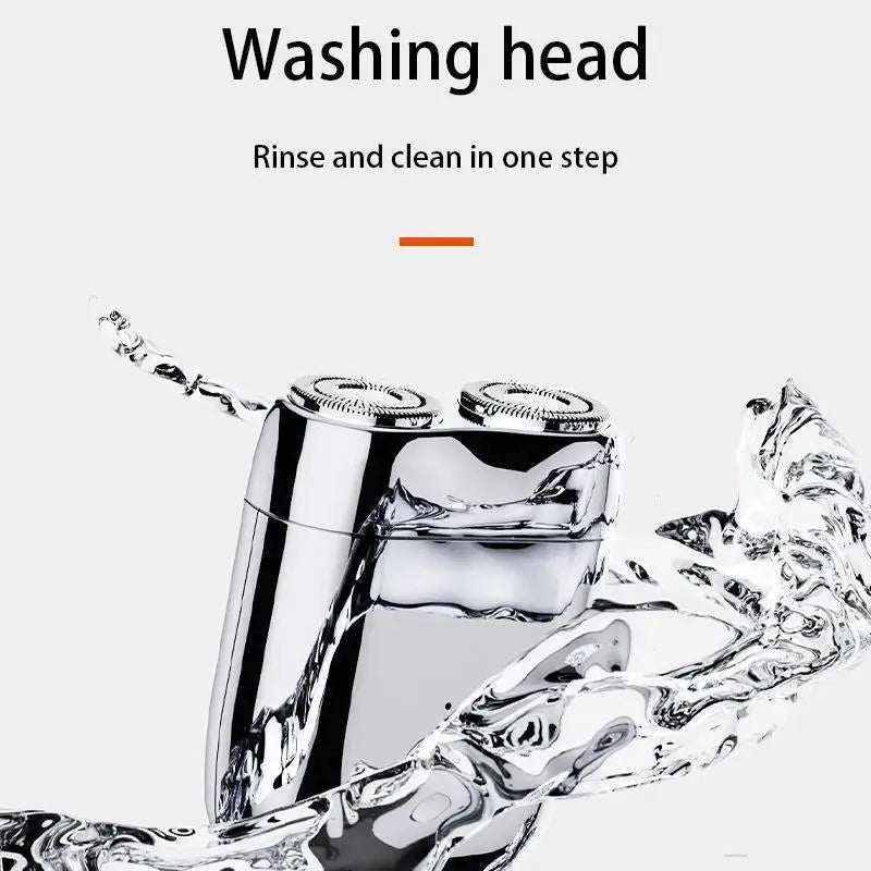 Mini Electric Shaver - IPX7 Waterproof Pocket Razor with Twin Rotary Blades for Men